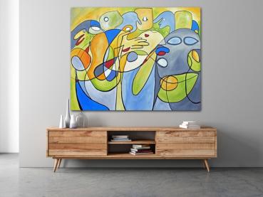 XXL abstract painting Figuratively colorful - masked ball